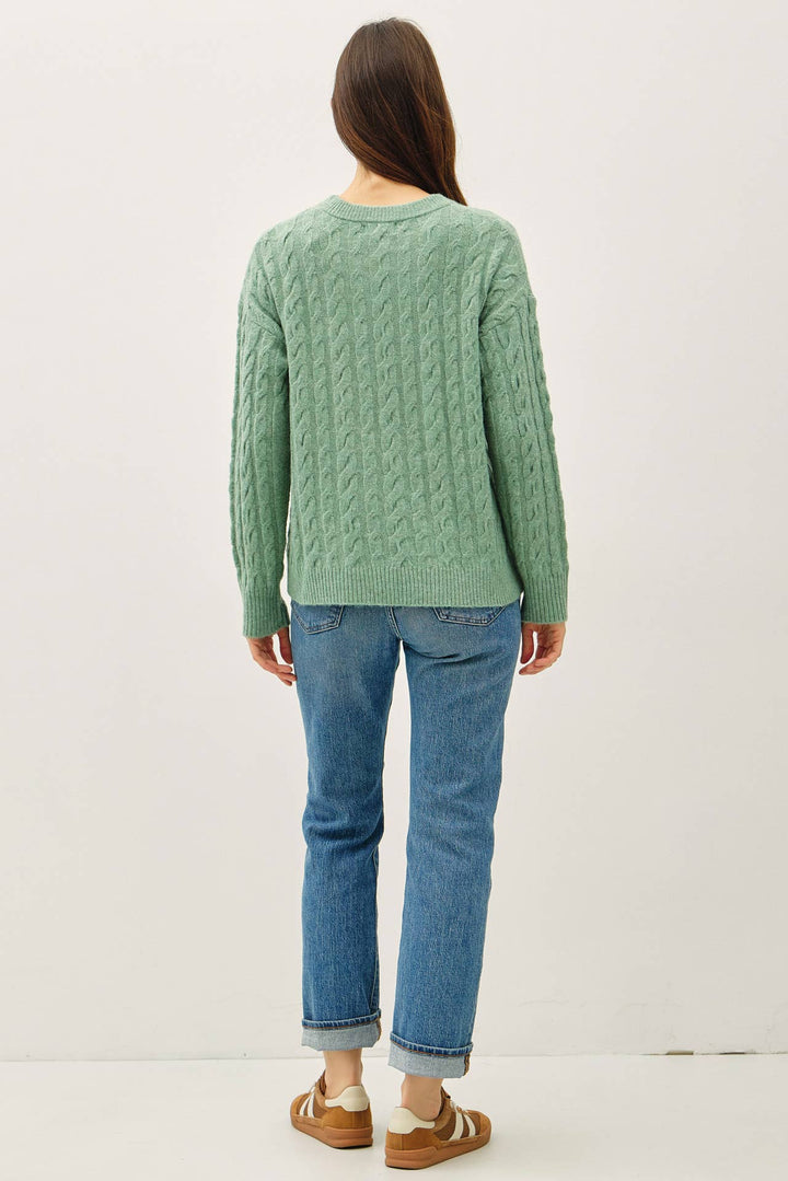 Women's Sweaters - ULTRA SOFT CABLE KNIT CREWNECK SWEATER TOP - - Cultured Cloths Apparel