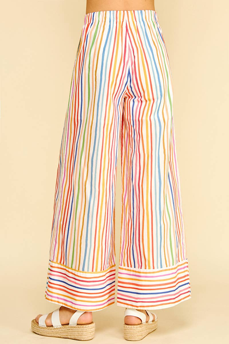 Pants - RAINBOW STRIPE WIDE LEG PANTS - - Cultured Cloths Apparel