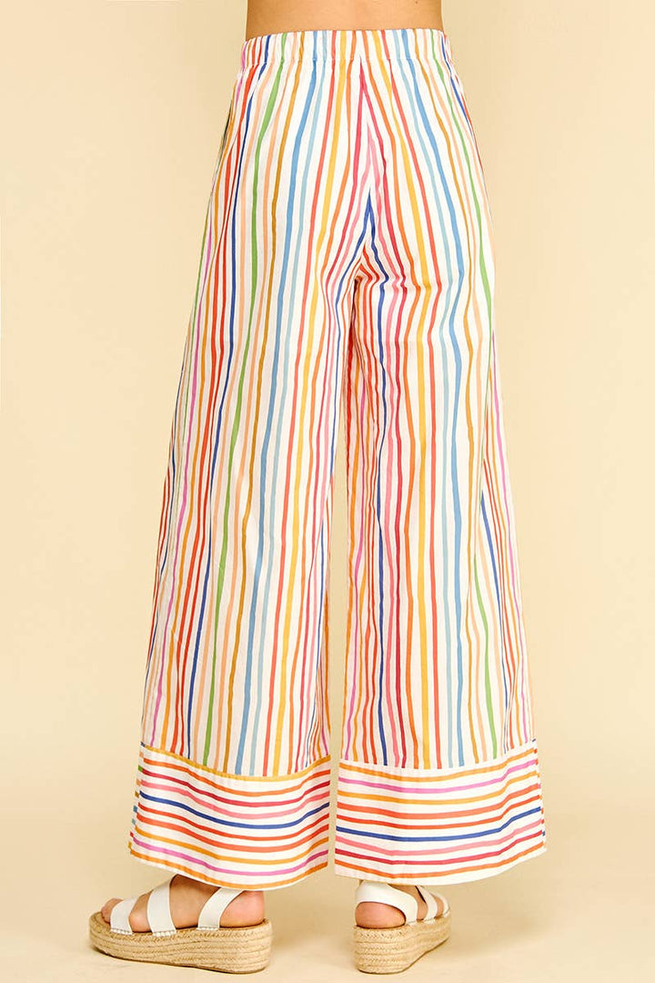 Pants - RAINBOW STRIPE WIDE LEG PANTS - - Cultured Cloths Apparel