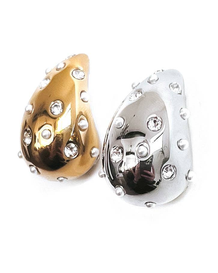 Accessories, Jewelry - Wallie Water Drop Pearl Crystal Earrings - - Cultured Cloths Apparel