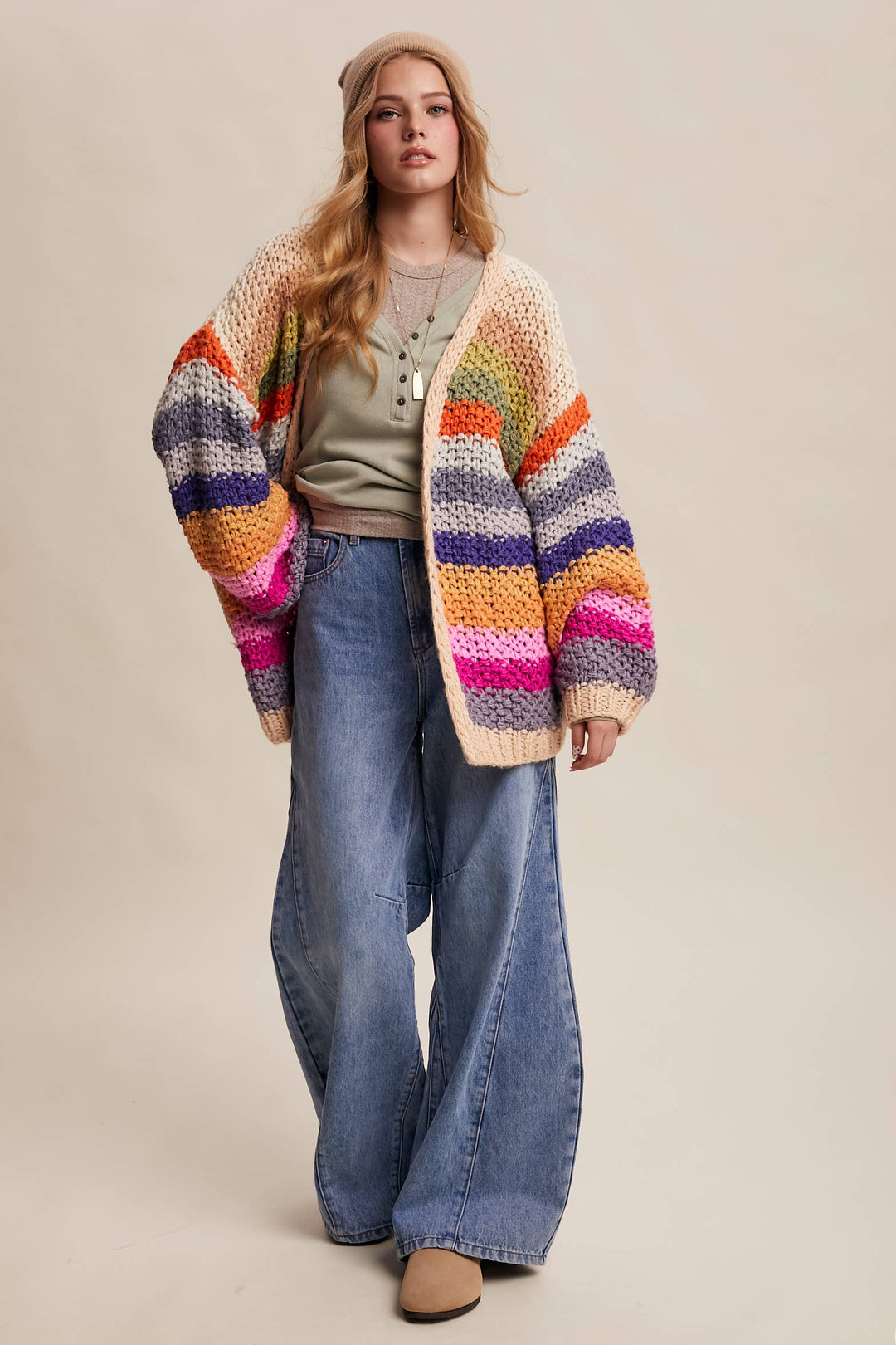 Women's Sweaters - Rainbow Hand-Crochet Open Cardigan - - Cultured Cloths Apparel