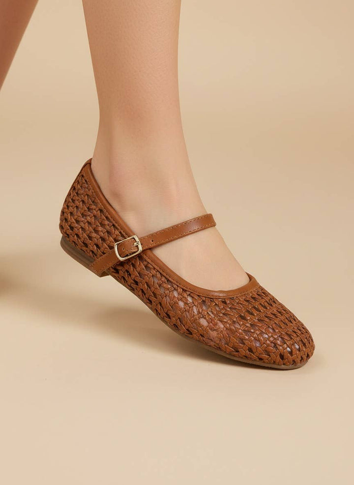 Woven Mary Jane Flats