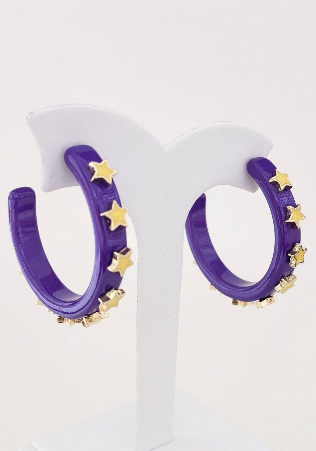 Accessories, Earrings - JE23129 Gameday Hoop Earring with Star - - Cultured Cloths Apparel
