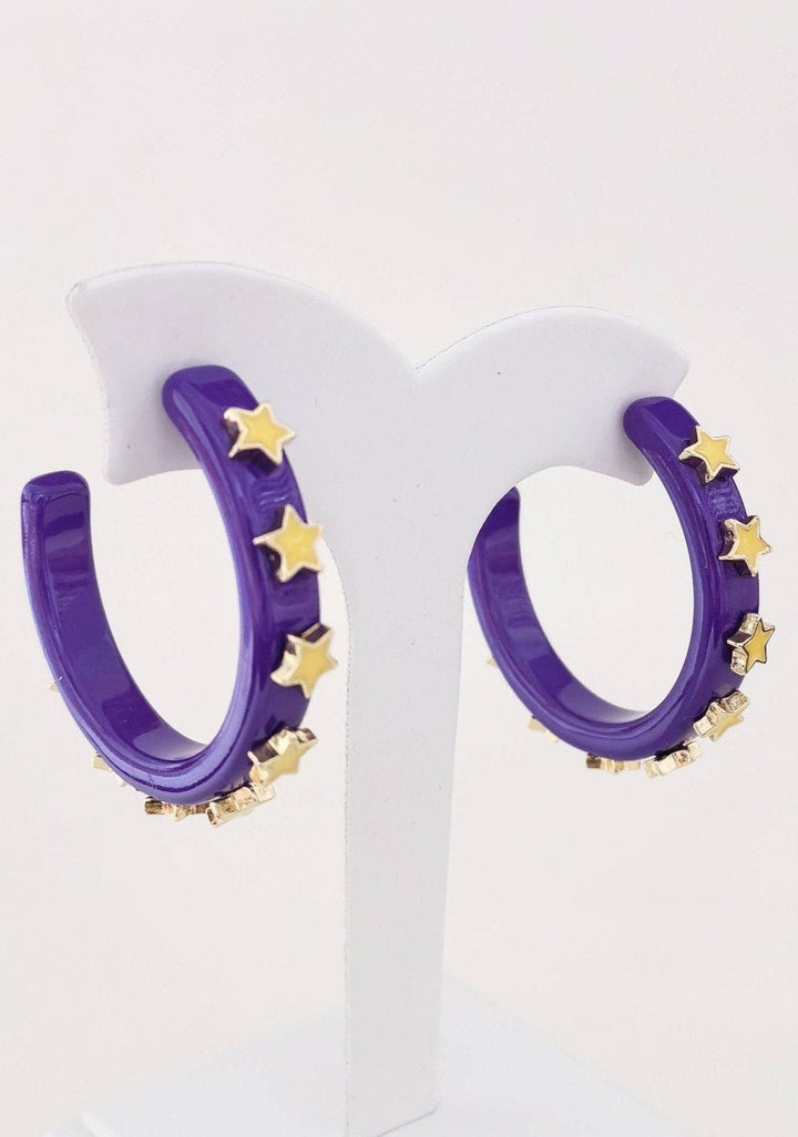 Accessories, Earrings - JE23129 Gameday Hoop Earring with Star - - Cultured Cloths Apparel