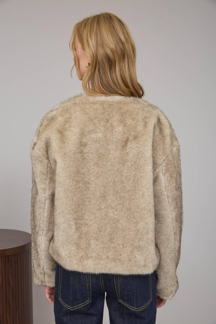 Outerwear - FAUX FUR FRONT TAB DETAIL COAT - - Cultured Cloths Apparel