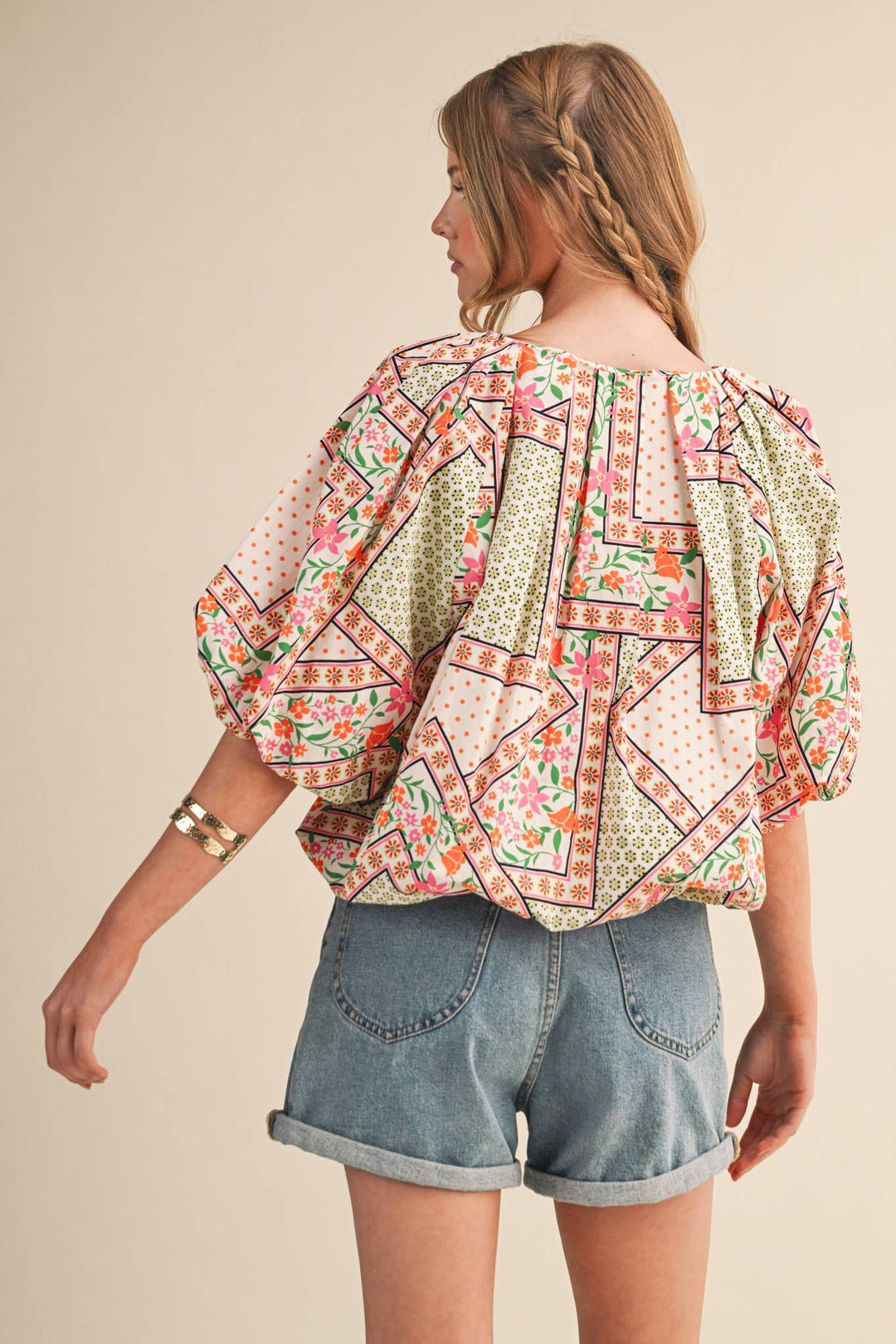- FLORAL PRINT BUBBLE TOP - - Cultured Cloths Apparel