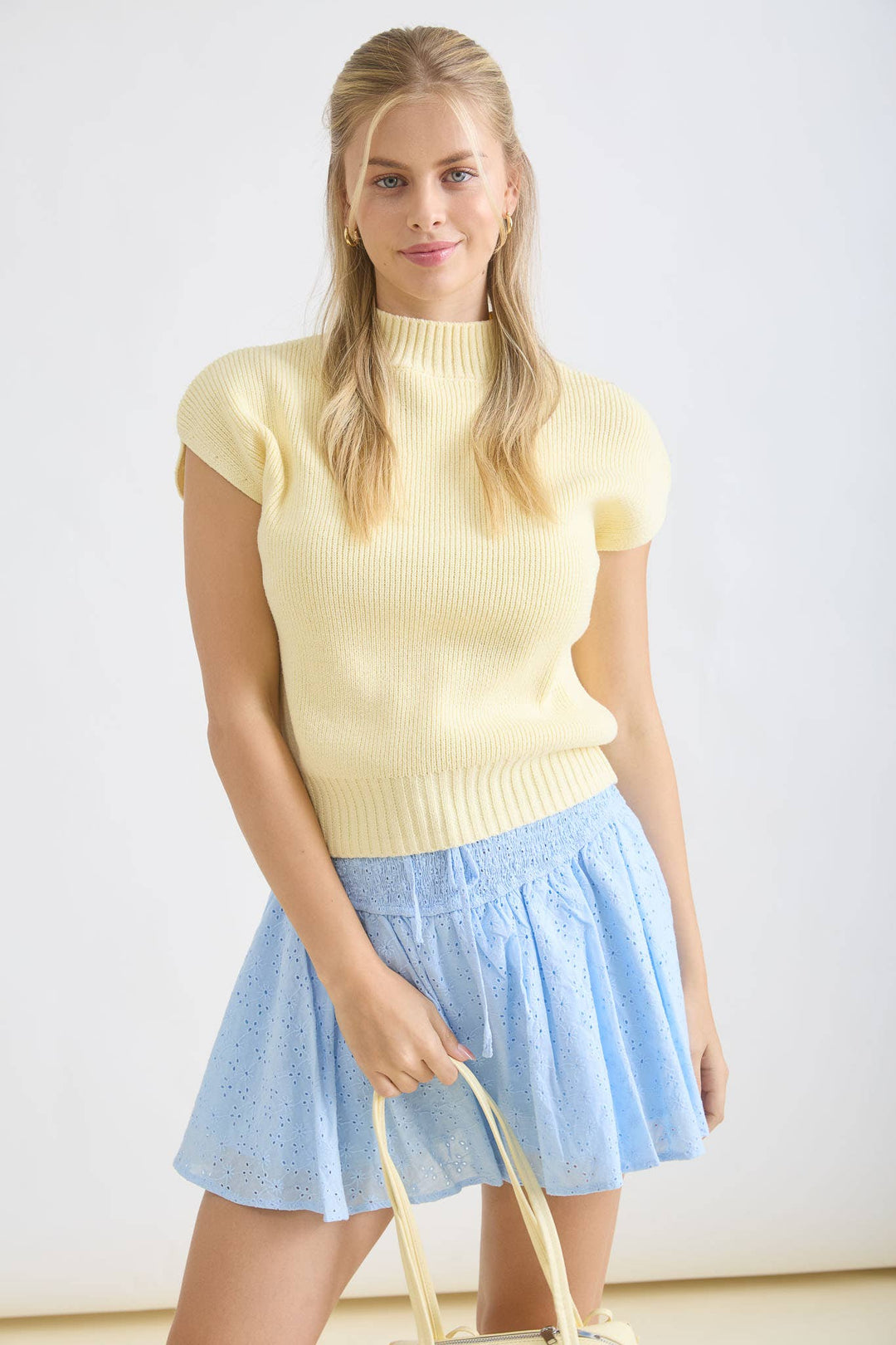 Women's Short Sleeve - MOCK NECK EXTENDED SHOULDER KNIT PULLOVER SWEATER - - Cultured Cloths Apparel