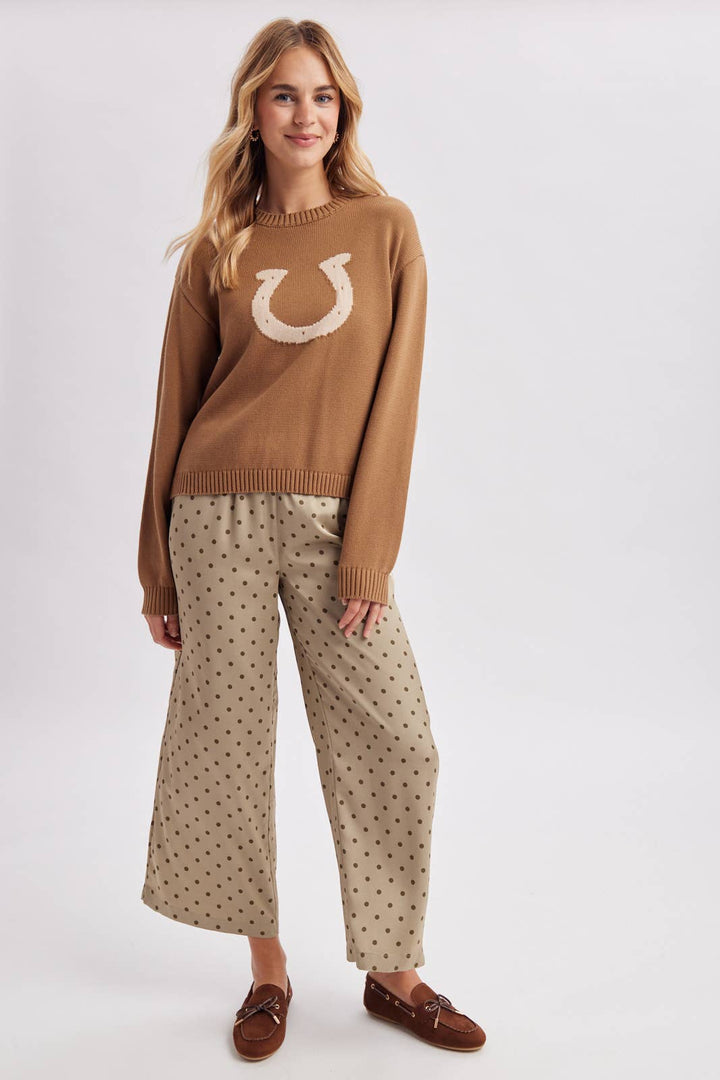 SATIN POLKA DOT WIDE LEG PANTS