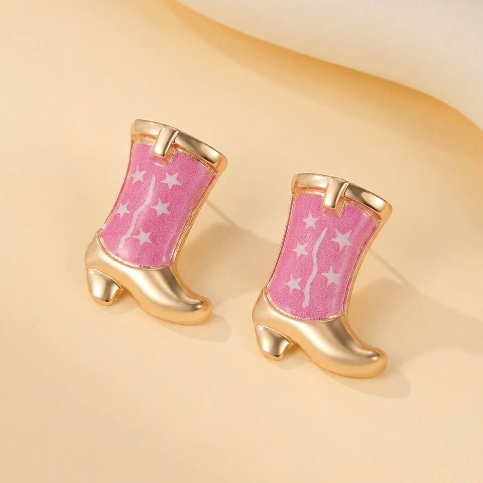 Accessories, Earrings - Western Boot Stud Enamel Charm Statement Earrings | 40E507 - - Cultured Cloths Apparel
