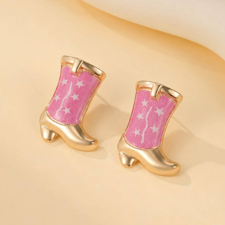 Accessories, Earrings - Western Boot Stud Enamel Charm Statement Earrings | 40E507 - - Cultured Cloths Apparel
