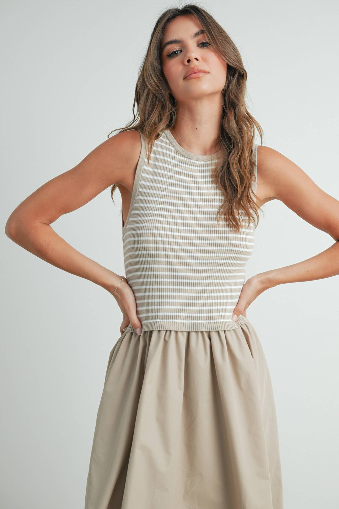 Dresses - Striped Sleeveless Maxi Dress with PocketS - - Cultured Cloths Apparel