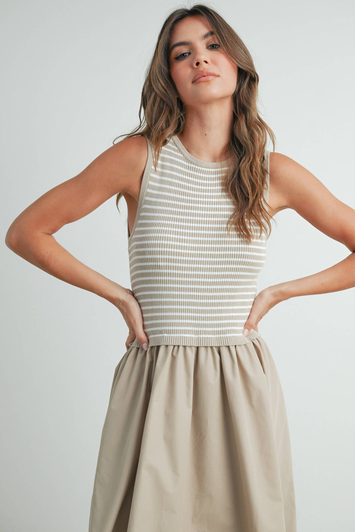 Dresses - Striped Sleeveless Maxi Dress with PocketS - - Cultured Cloths Apparel