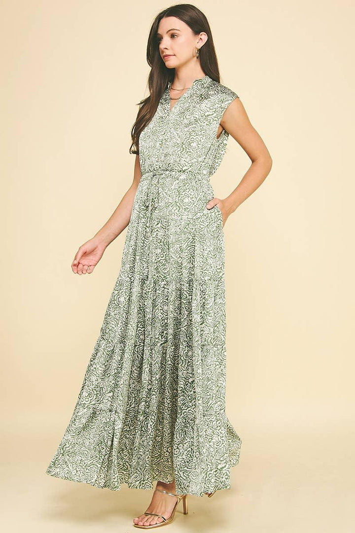 Women's Dresses - PRINT TIERED MAXI DRESS - - Cultured Cloths Apparel
