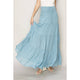 Women's Skirts - Drawstring Waist Tiered Maxi Skirt - BLUE - Cultured Cloths Apparel