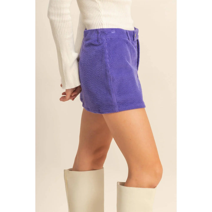 Women's Skirts - Flirty Corduroy Mid Waist Mini Skort - - Cultured Cloths Apparel