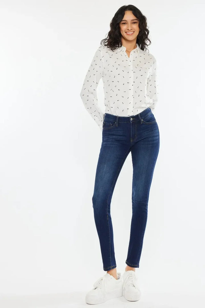 Denim - Kancan Mid Rise Super Skinny Jeans - SUPER DARK - Cultured Cloths Apparel