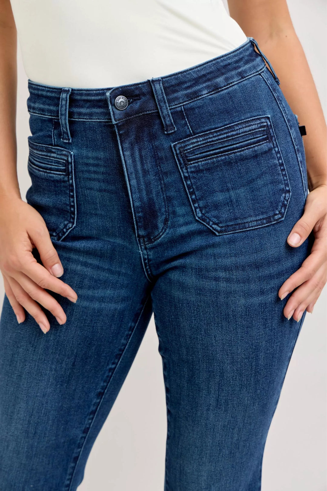 Denim - Judy Blue High-Waisted Flare Jeans with Front Pockets - - Cultured Cloths Apparel