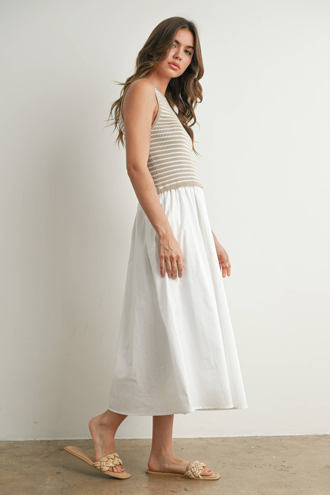 Dresses - Striped Sleeveless Maxi Dress with PocketS - - Cultured Cloths Apparel