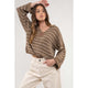 Women's Sweaters - Striped Drop Shoulder Knit Sweater - Brown - Cultured Cloths Apparel