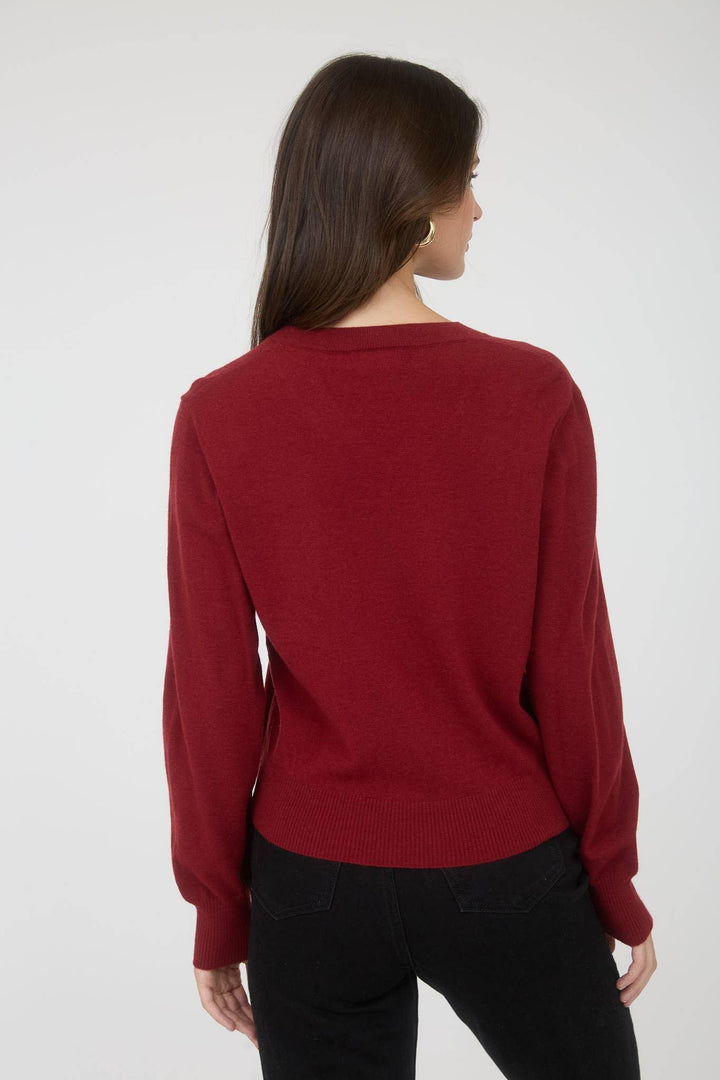 Women's Sweaters - V NECK LONG SLEEVE SOLID KNIT PULLOVER SWEATER - - Cultured Cloths Apparel