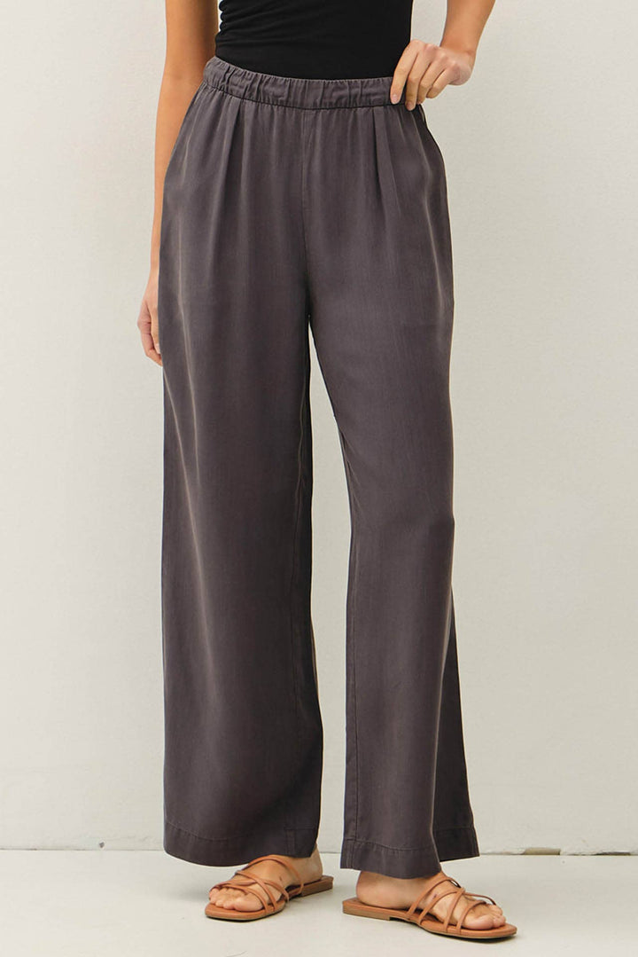 Pants - SAND WASHED FLOWY TENCEL WIDE LEG PANTS - - Cultured Cloths Apparel