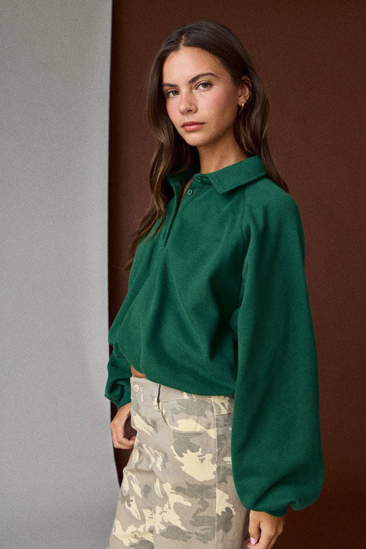 Oversized Long-Sleeve Polo