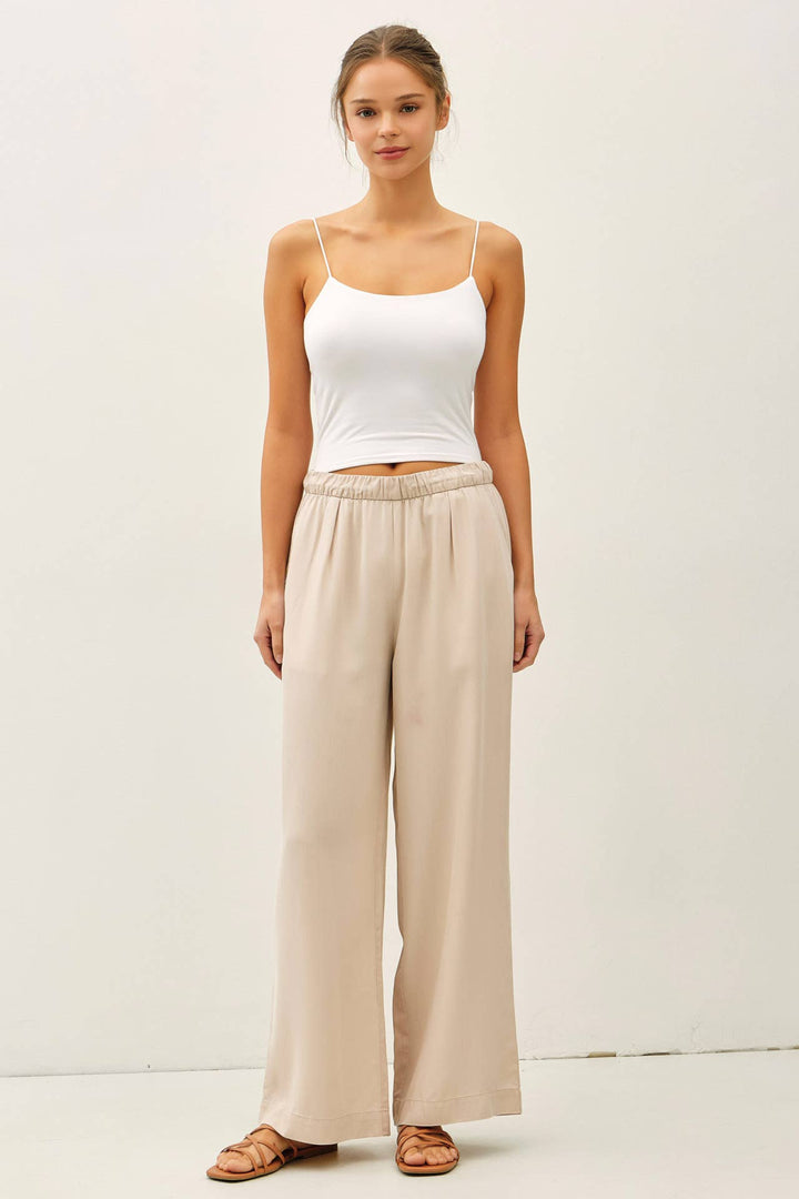 Pants - SAND WASHED FLOWY TENCEL WIDE LEG PANTS - - Cultured Cloths Apparel