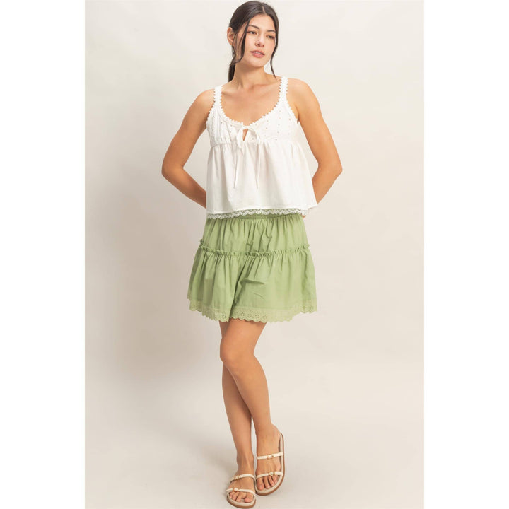 Scalloped Lace Trim Tank Top