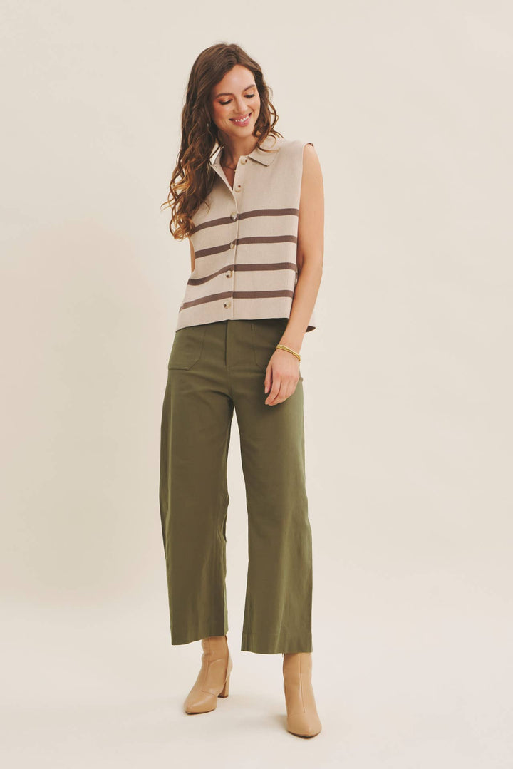 Women's Short Sleeve - ALL SEASON LAYERING VISCOSE RIB BUTTON-DOWN SWEATER VEST - - Cultured Cloths Apparel