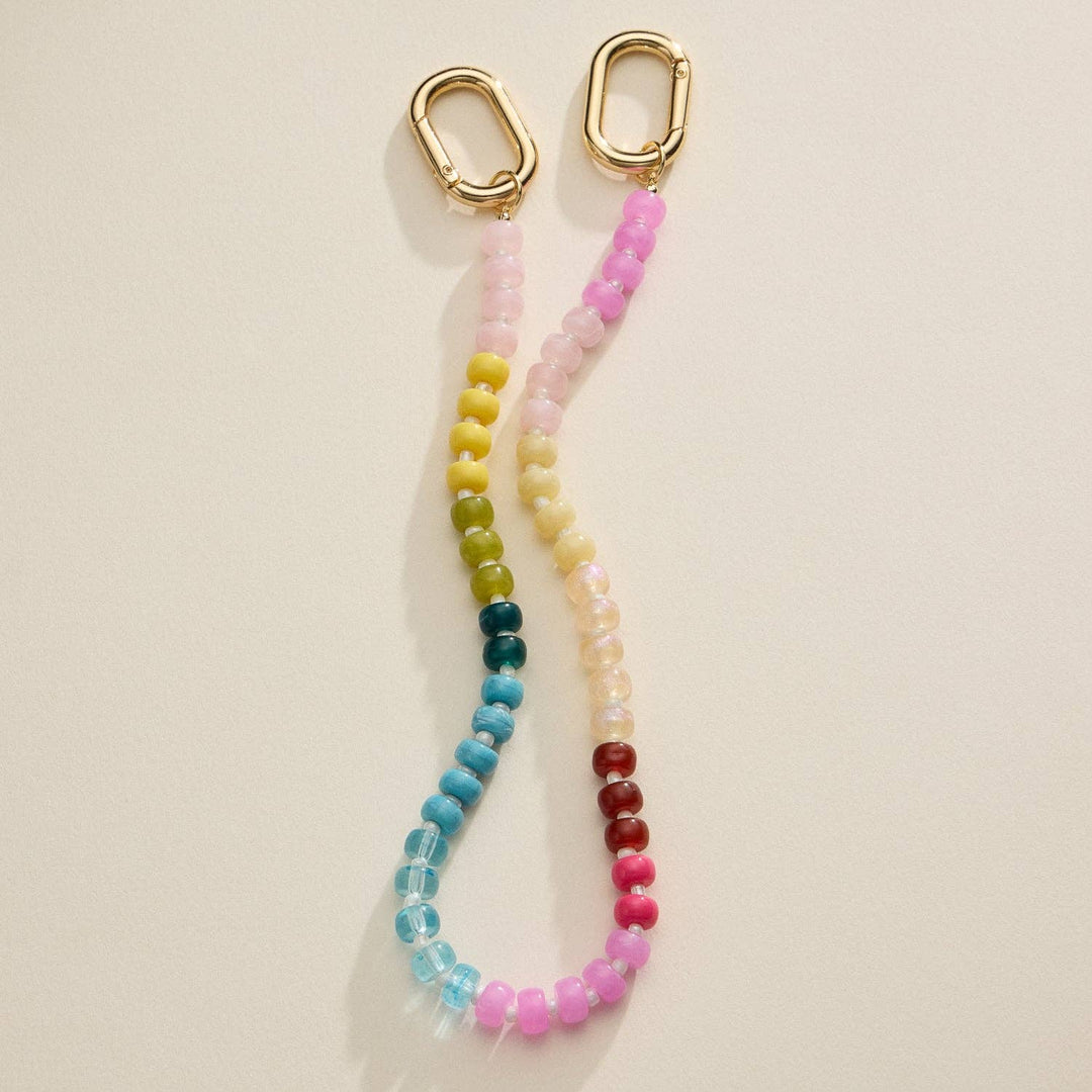 Accessories, Key Chains - Colorful Beaded Bag Charm | Gold Clasp Trendy Accessory - - Cultured Cloths Apparel