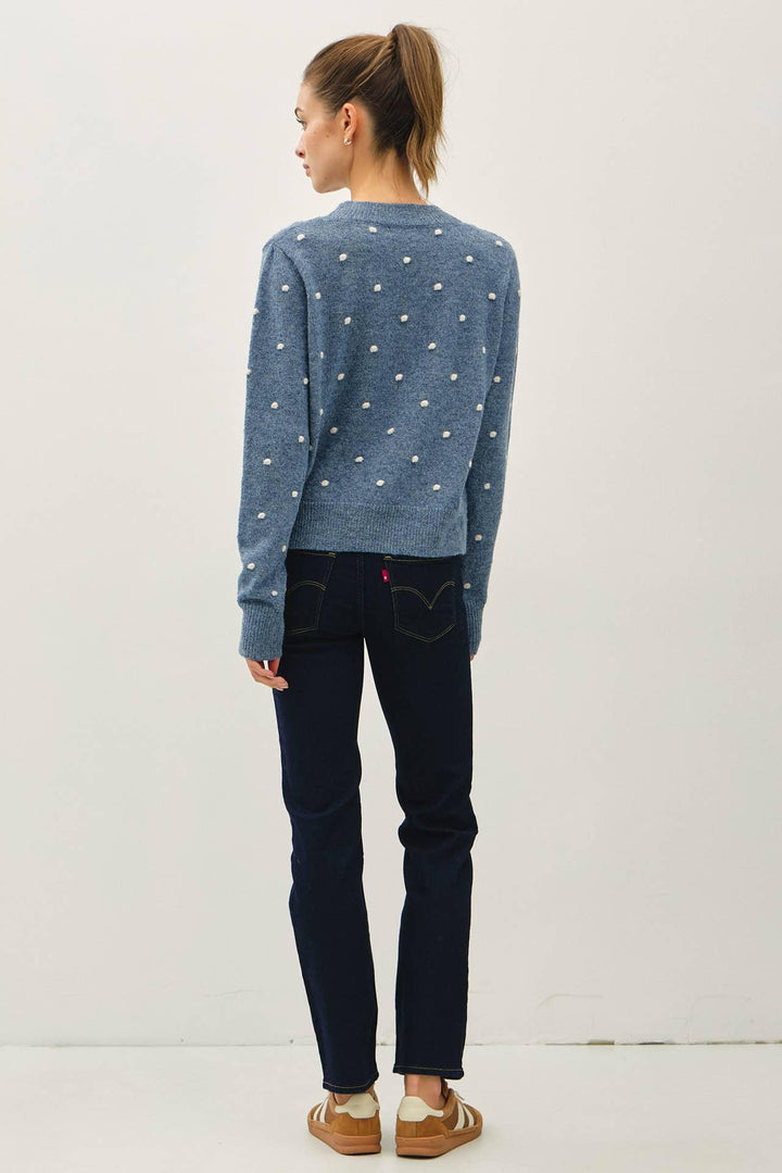 COZY DOTTED KNIT CREWNECK SWEATER