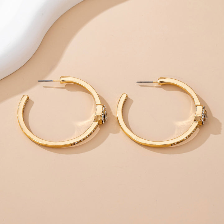Accessories, Earrings - Solitaire Square Crystal Gold Hoop Earrings | 80E61752 - - Cultured Cloths Apparel