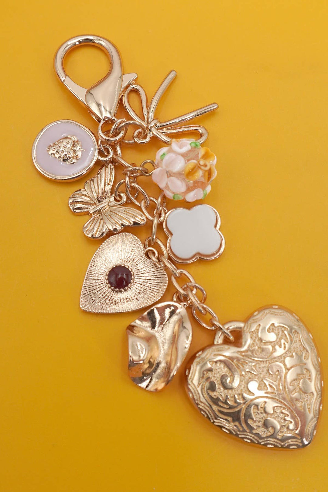 Accessories - BAG KEY CHARM-HEART BOW BUTTERFLY CLOVER | 80K056 - Gold - Cultured Cloths Apparel
