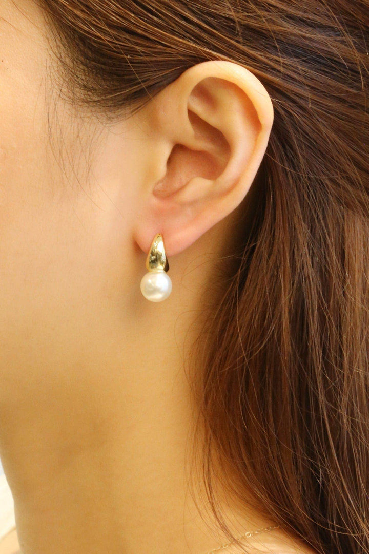 - 14K Pearl Moon Post Earrings - - Cultured Cloths Apparel