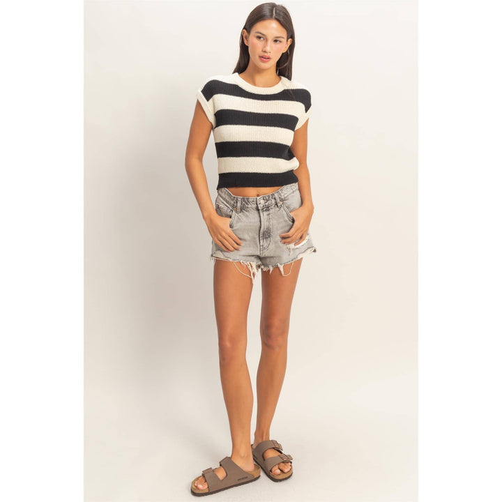 Striped Ribbed Knit Top
