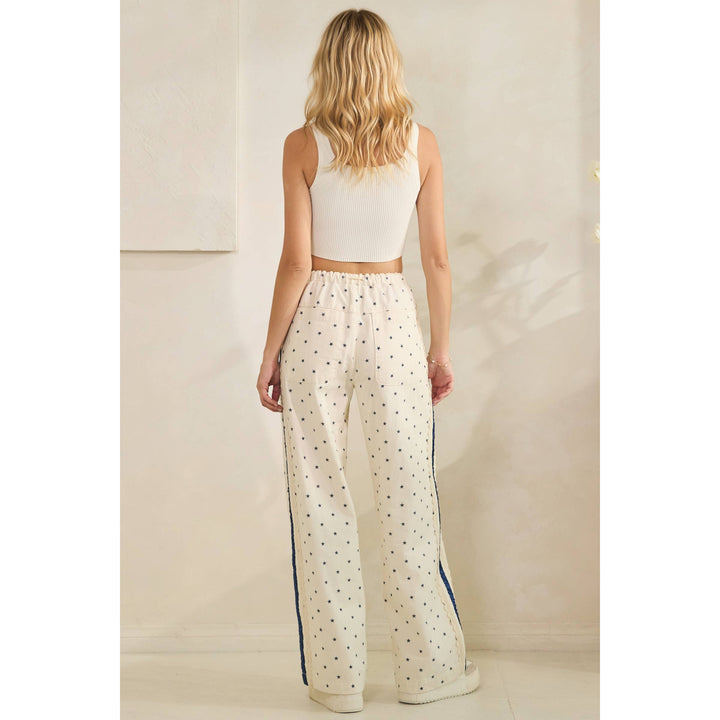 Polka Dot Pants with Satin Contrast Accents