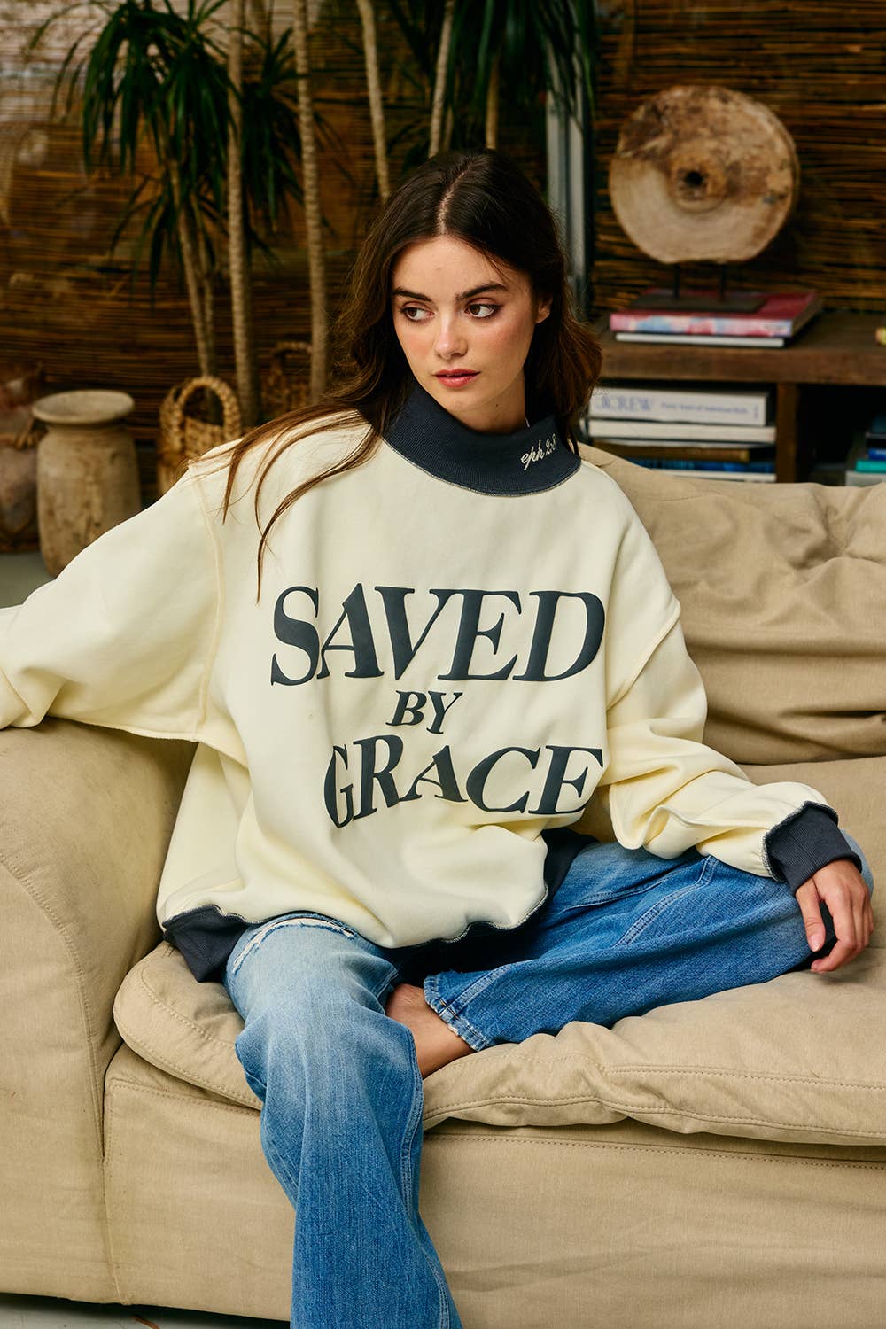 Saved by Grace Puff Print Sweatshirt
