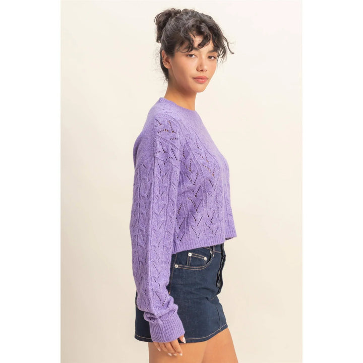 Women's Sweaters - Cropped Cable Knit Sweater - - Cultured Cloths Apparel