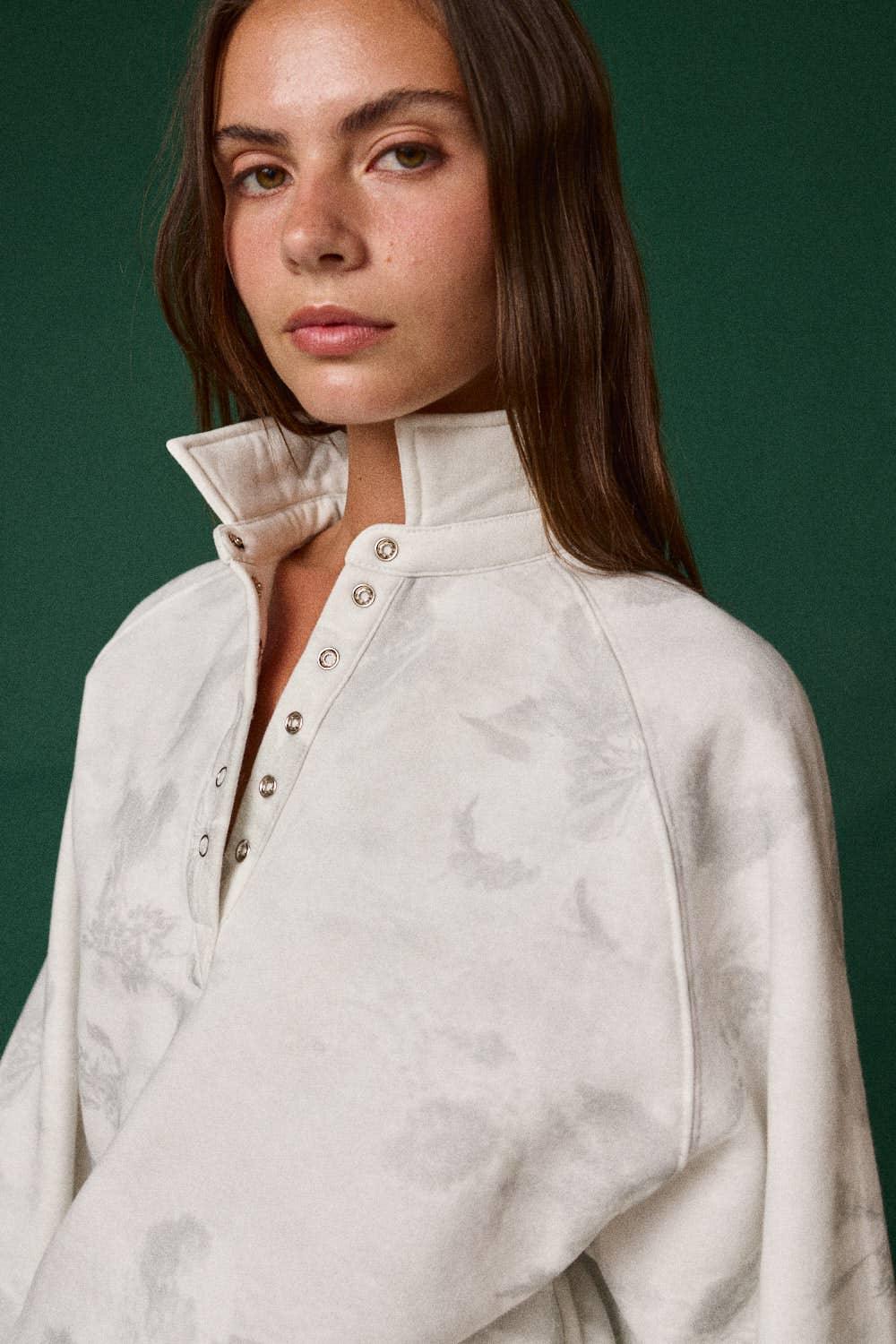 FLORAL PIPER SNAP BUTTON COLLARED SWEATER