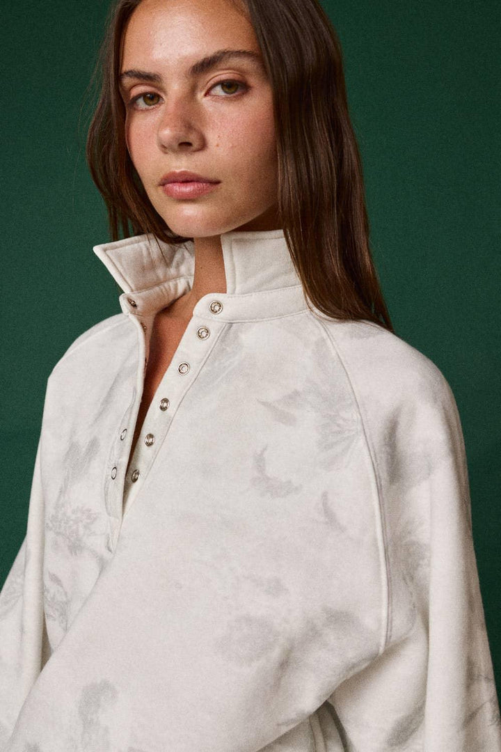 FLORAL PIPER SNAP BUTTON COLLARED SWEATER