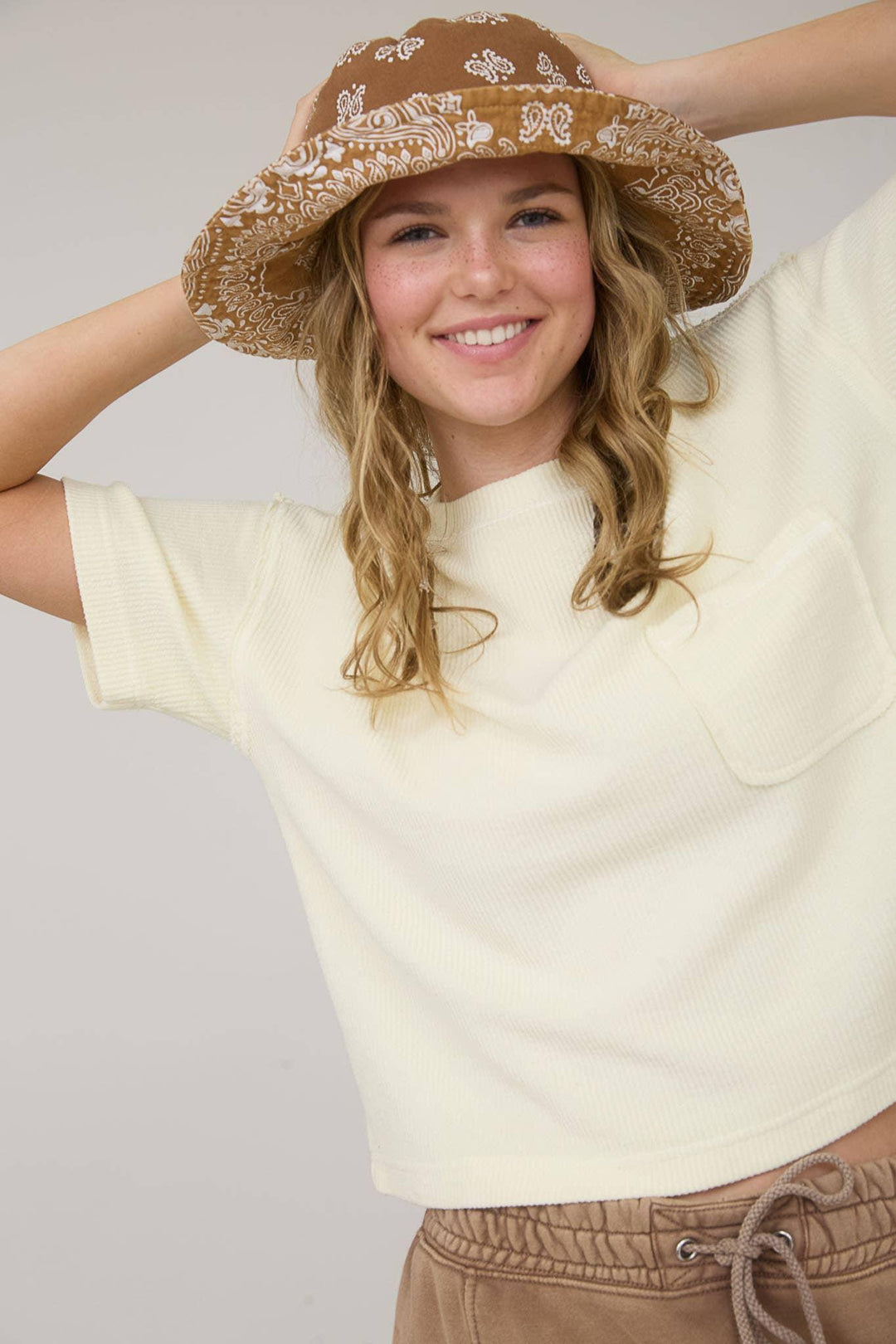 Women's Short Sleeve - WASHED RIBBED SHORT SLEEVE TEE WITH POCKET - - Cultured Cloths Apparel