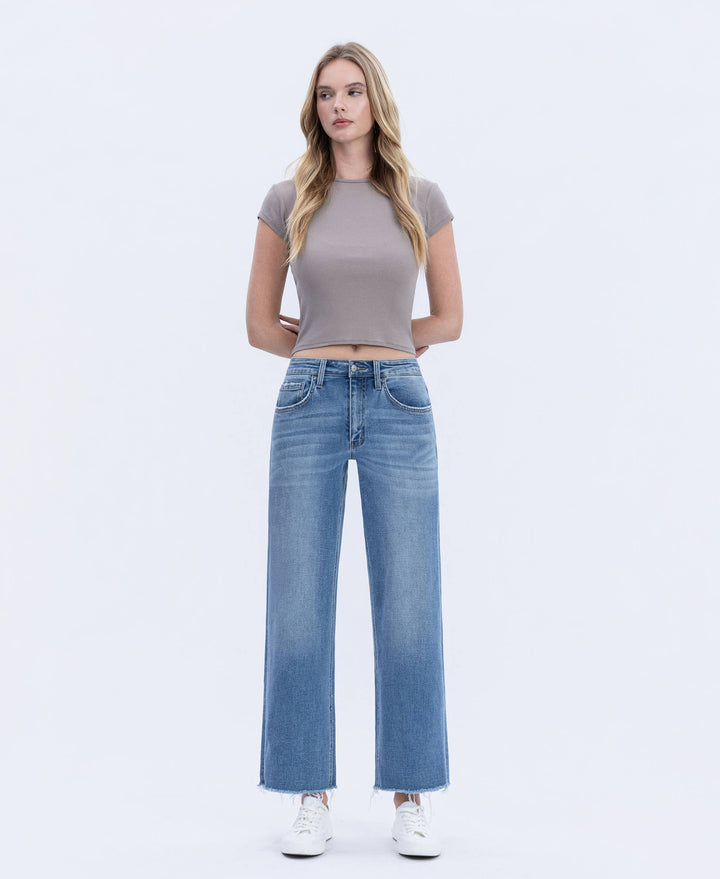 Denim - HIGH RISE MEDIUM WASH ANKLE DAD JEANS - - Cultured Cloths Apparel