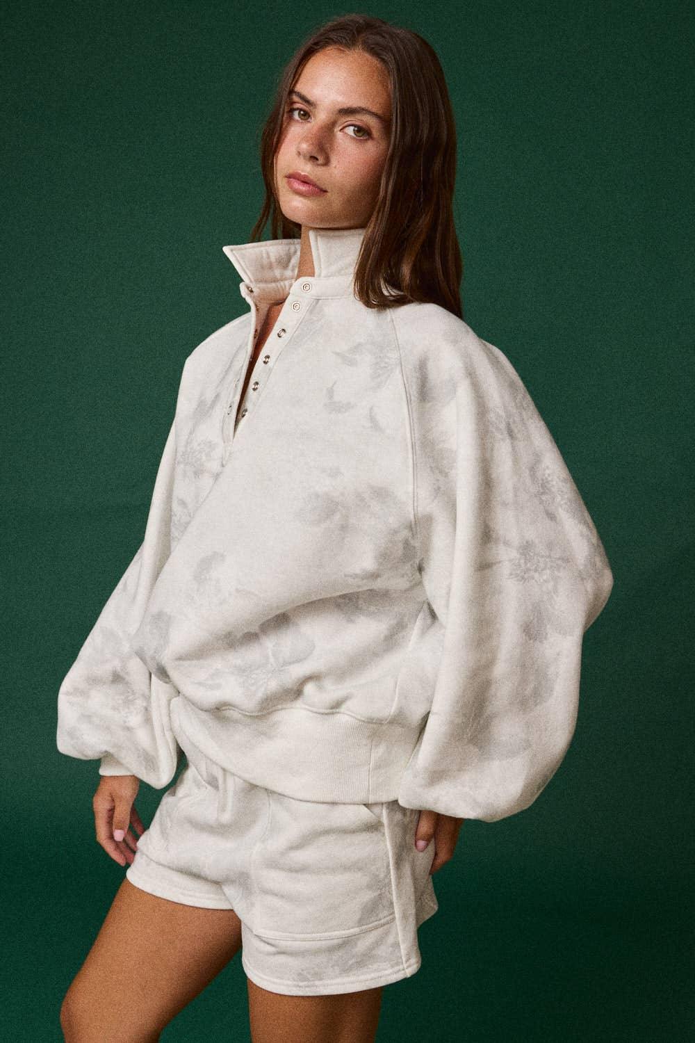 FLORAL PIPER SNAP BUTTON COLLARED SWEATER