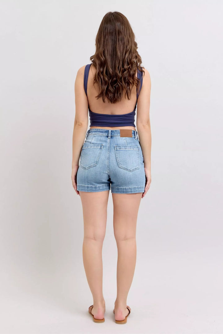 Women's Shorts - Judy Blue Mid Rise Denim Shorts - - Cultured Cloths Apparel