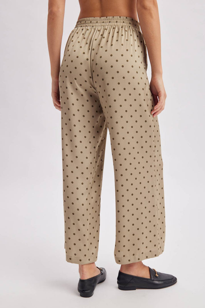SATIN POLKA DOT WIDE LEG PANTS