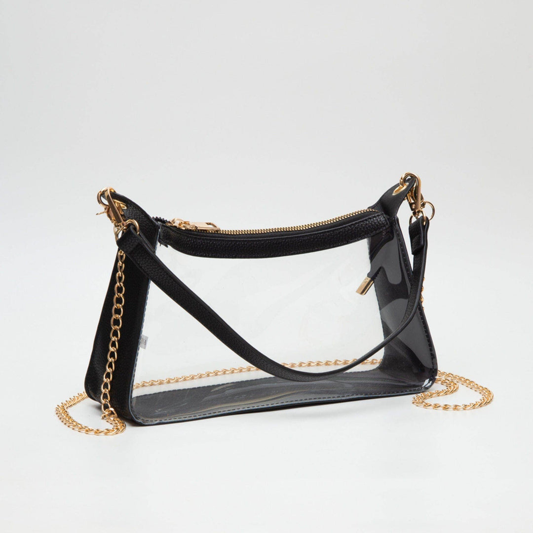 - Marilyn Clear Satchel Bag With Chain Strap - - Cultured Cloths Apparel