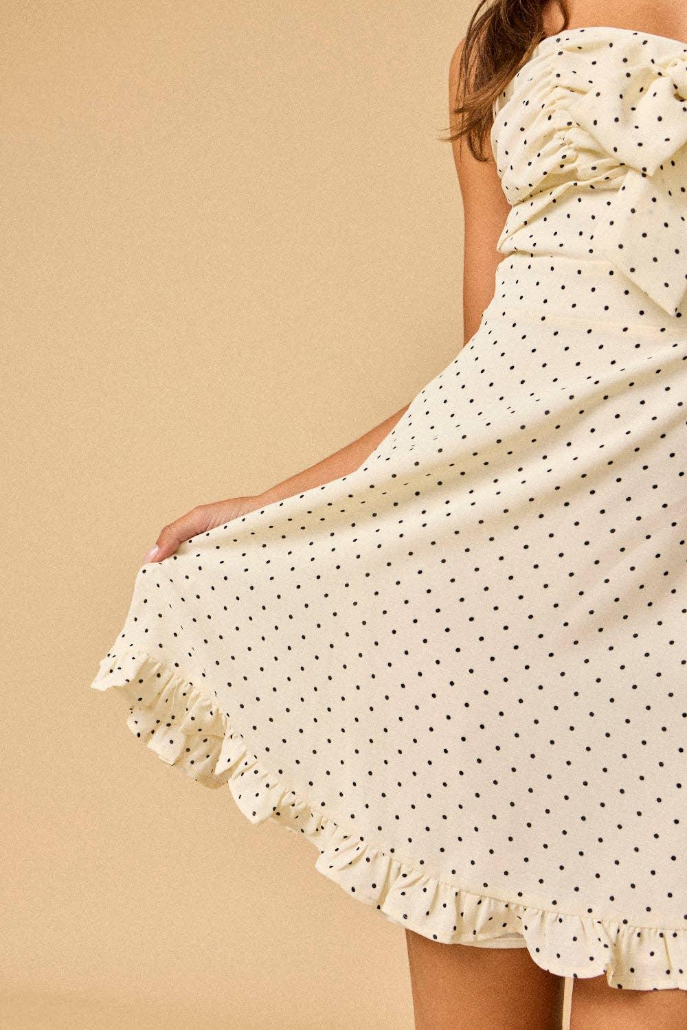 Caroline Polka Dot Dress Cream/Black / S