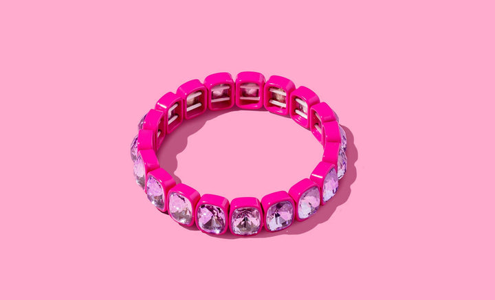 Accessories, Bracelets - Enamel Stretch Bracelet - Square Gems - Layla - Asst Colors - - Cultured Cloths Apparel
