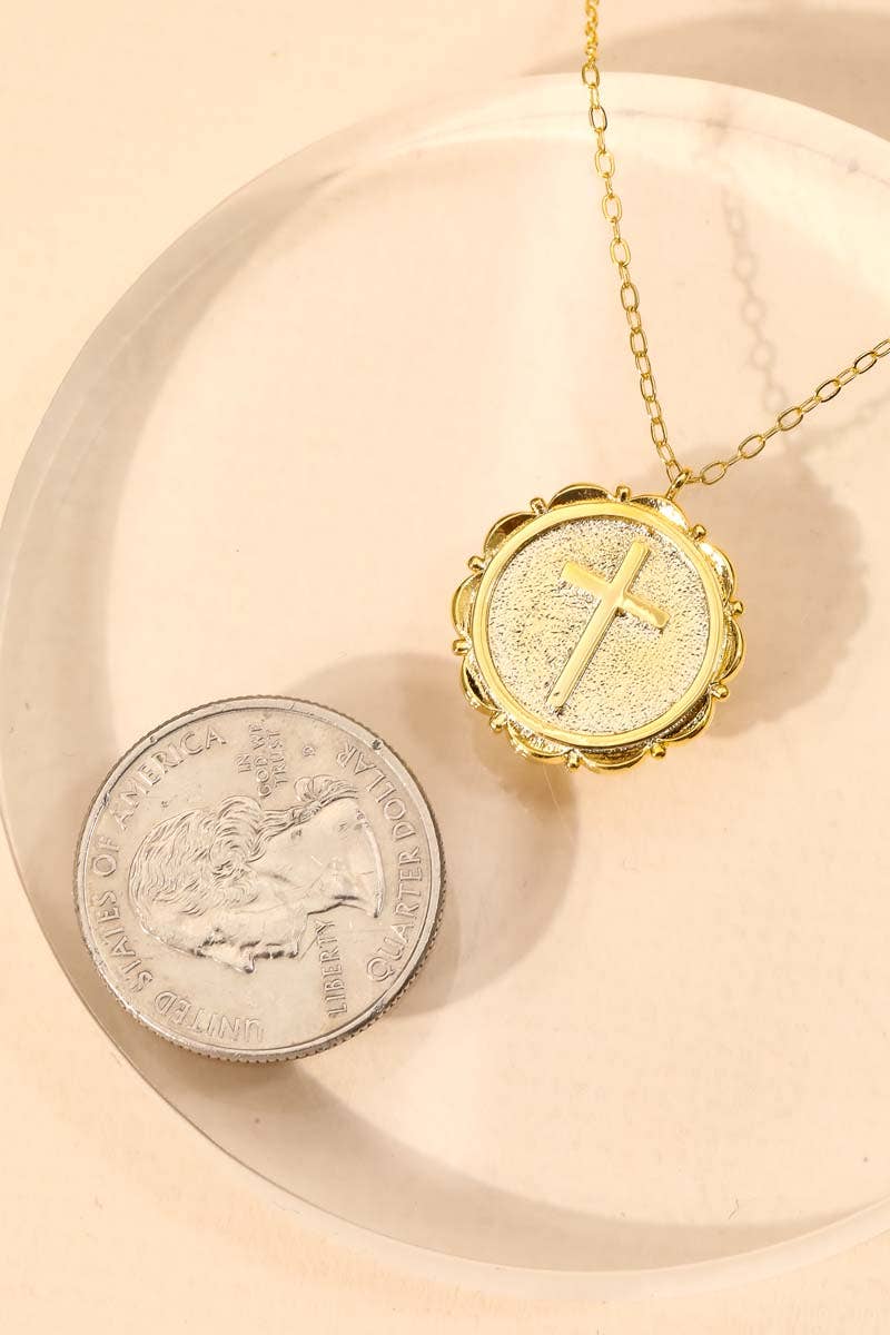 Accessories, Necklaces - Circle Cross Coin Pendant Necklace - - Cultured Cloths Apparel