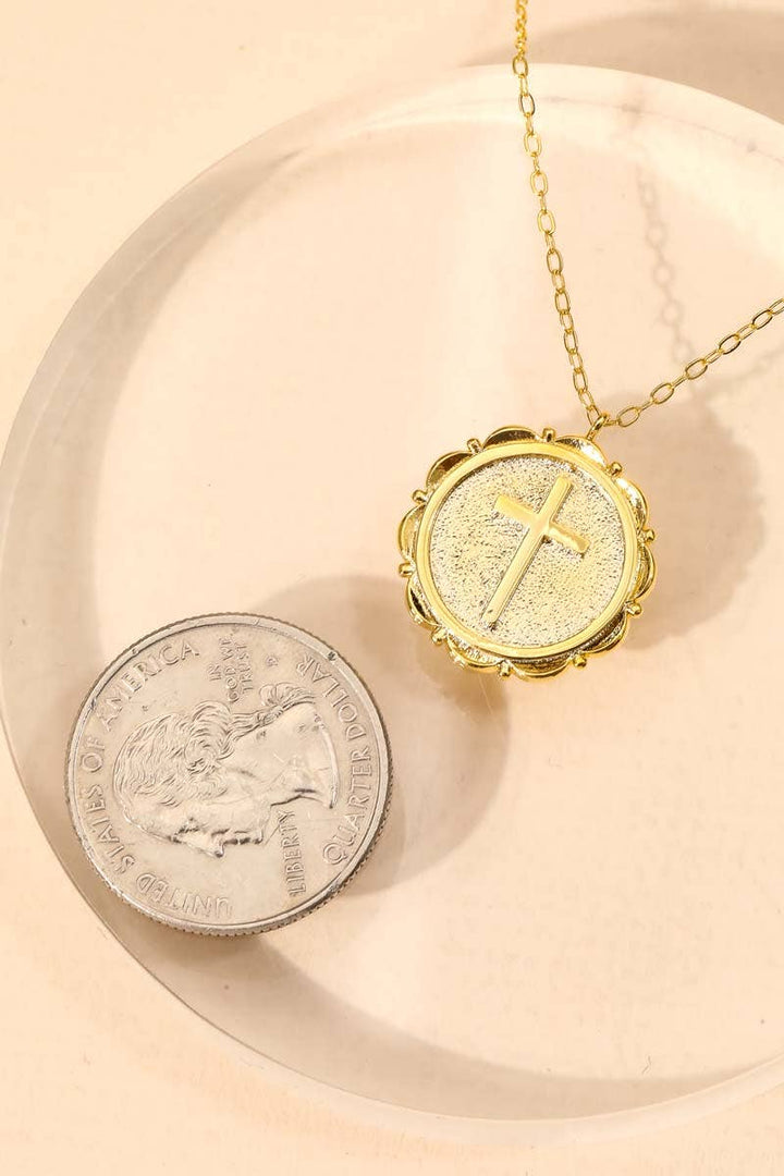 Accessories, Necklaces - Circle Cross Coin Pendant Necklace - - Cultured Cloths Apparel